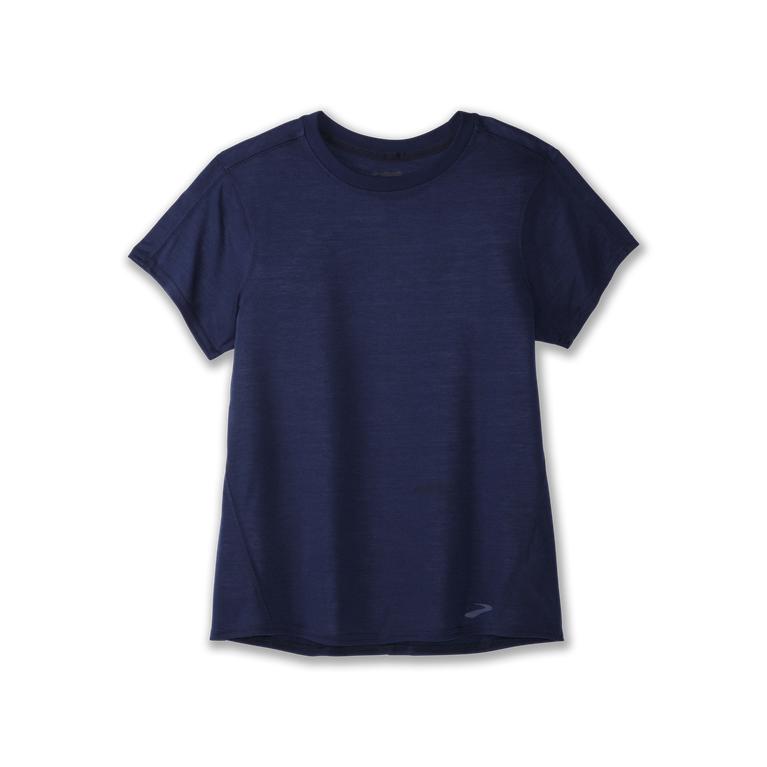 Brooks DISTANCE Short Sleeve Running Shirt Womens Online - Navy (FAK976381)